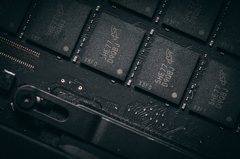 Close-up of DRAM memory chips on a circuit board — the physical RAM modules that TSME is designed to encrypt