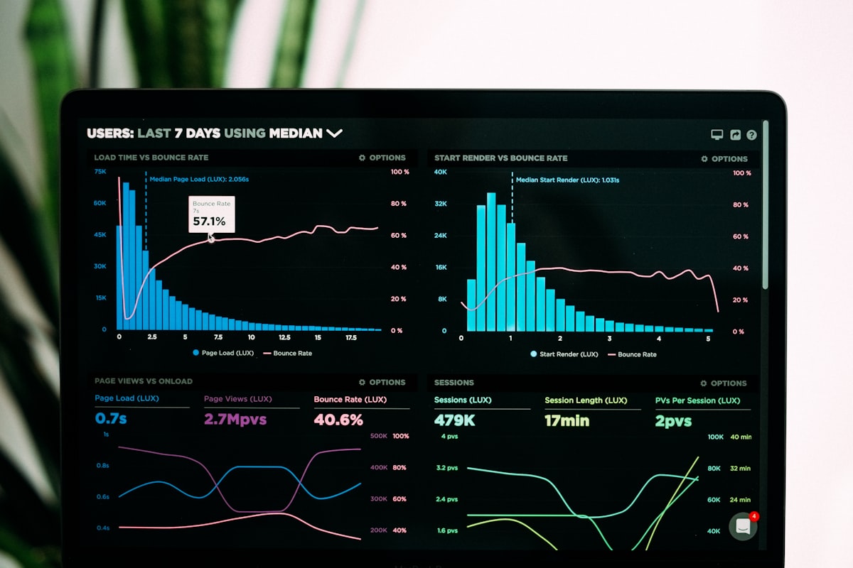 Abstract data analytics dashboard visualization — generic stock imagery representing metrics and performance monitoring