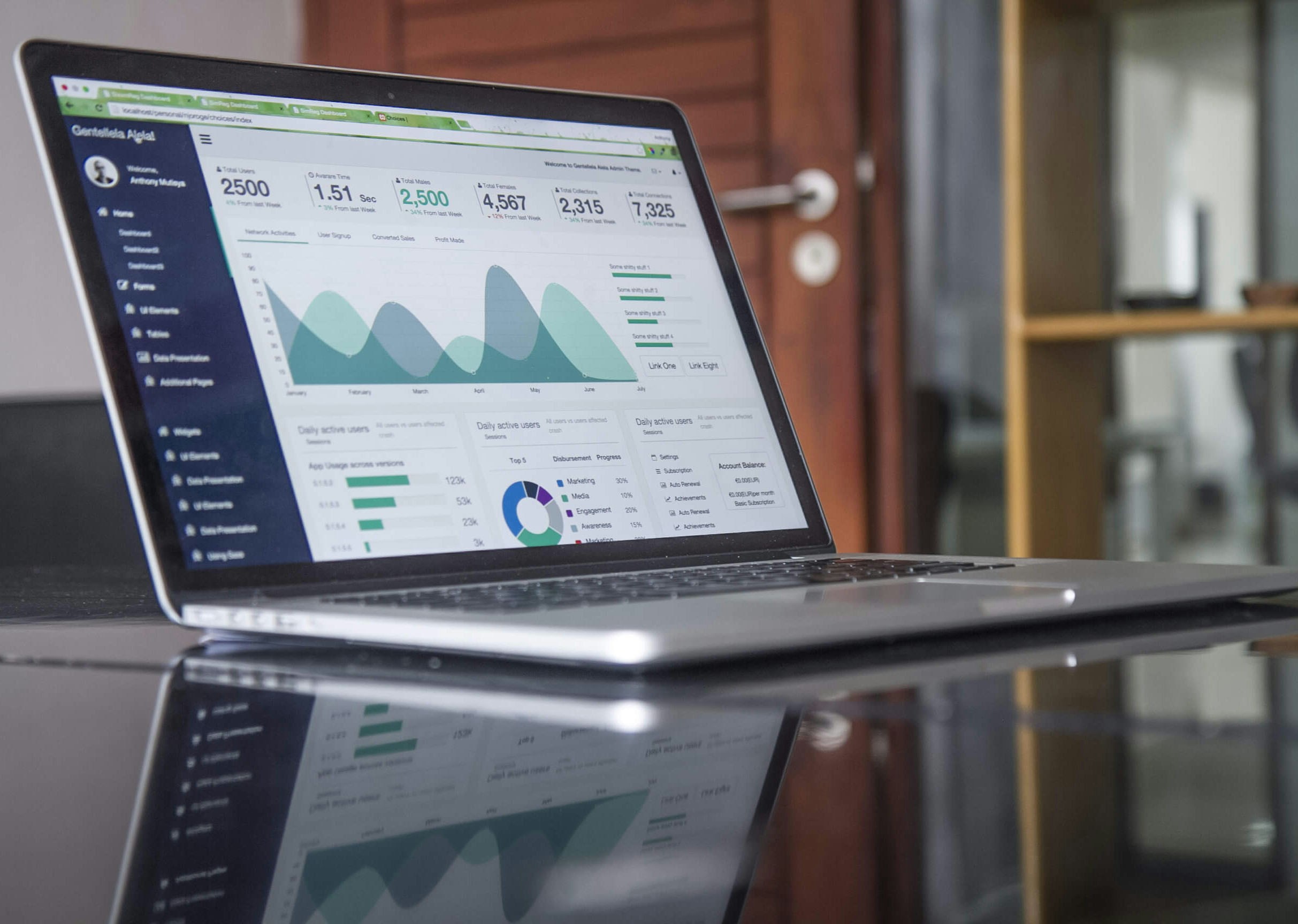 A laptop displaying a generic analytics dashboard — a stock photo, not an actual bar chart of enterprise AI cost increases