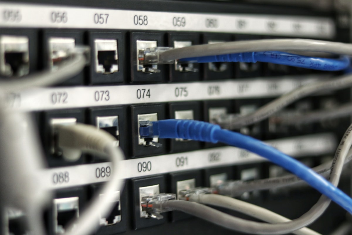 Stock photo of a network patch panel with Ethernet cables, used as an illustrative image for this article — not an actual OpenAI graphic or screenshot