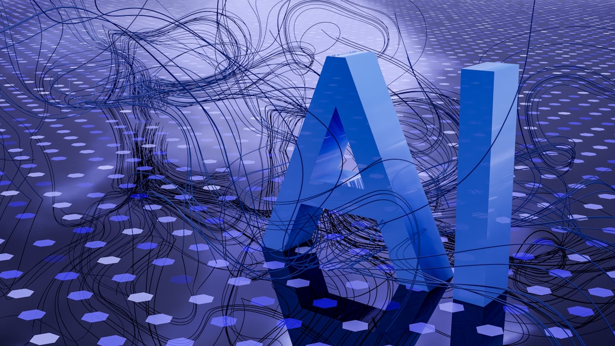 Abstract digital artwork of a glowing artificial intelligence and circuitry — a generic AI-themed stock photo, not an actual illustration from OpenAI's report